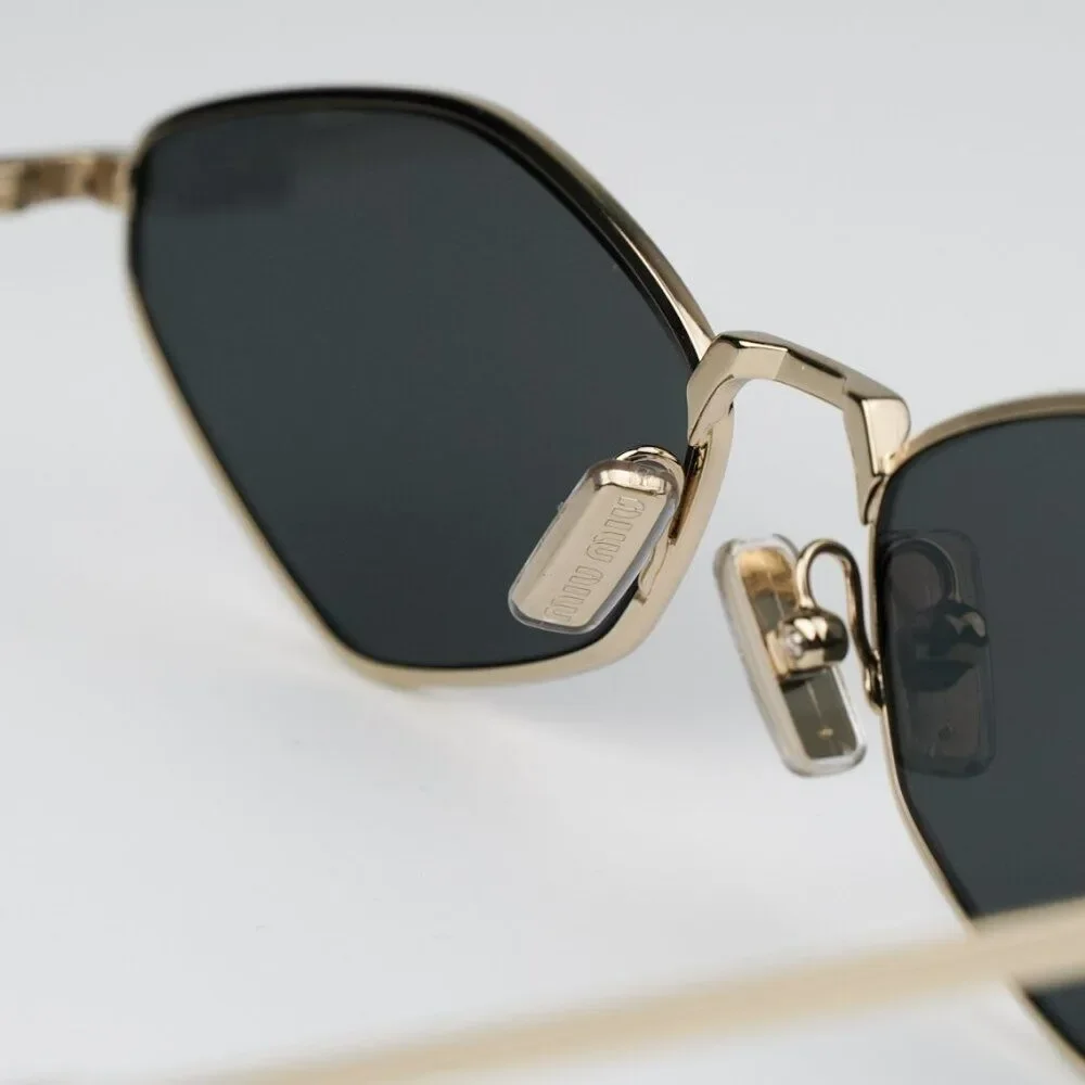NEW Miu Miu MU56ZS ZVN5S0 Pale Gold Dark Grey Geometric Unisex Sunglasses